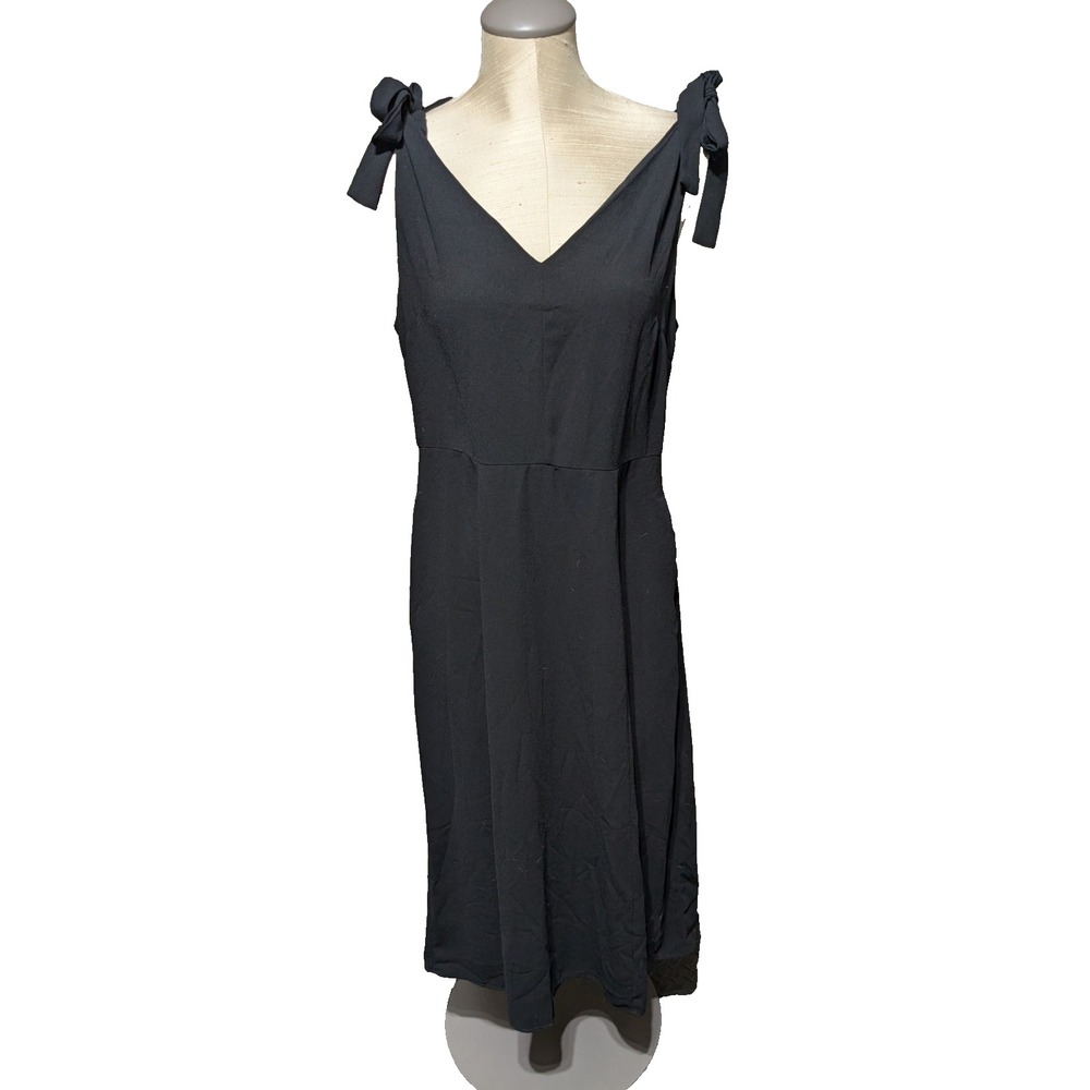 Massimo Womens  L Sleeveless Long Black Dress Shoulder Ties casual Comfy Zipper